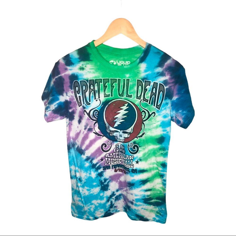 Liquid Blue Grateful Dead Tie Dye Band Graphic Concert Tee Unisex Small NEW